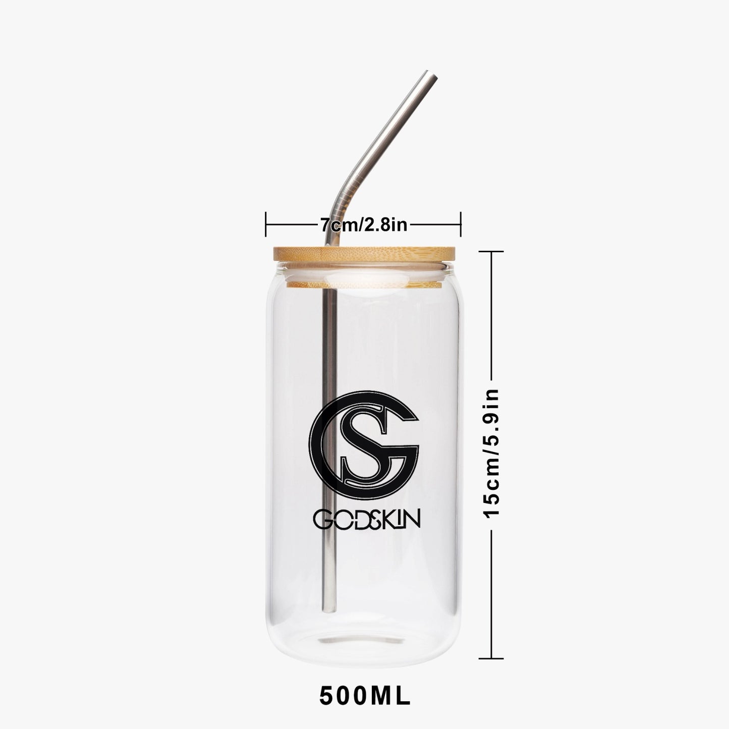 Godskin Logo Drinking Glasses with Bamboo Lids