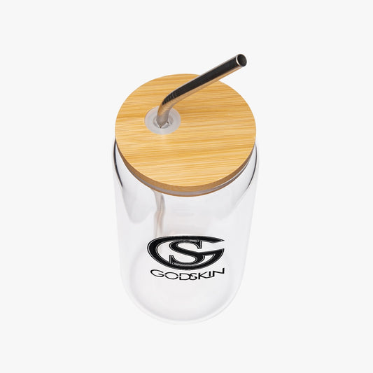 Godskin Logo Drinking Glasses with Bamboo Lids