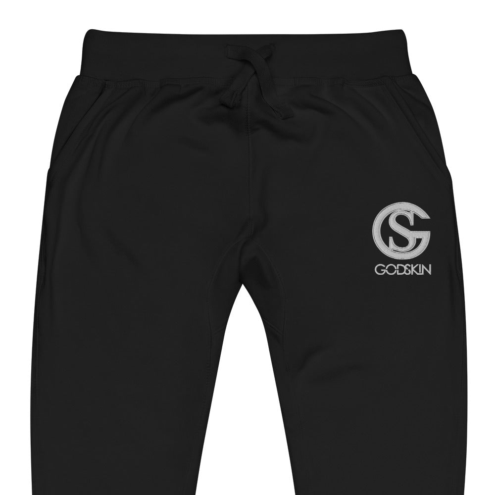 Godskin Custom Embroidered Logo(White) Fleece Sweatpants