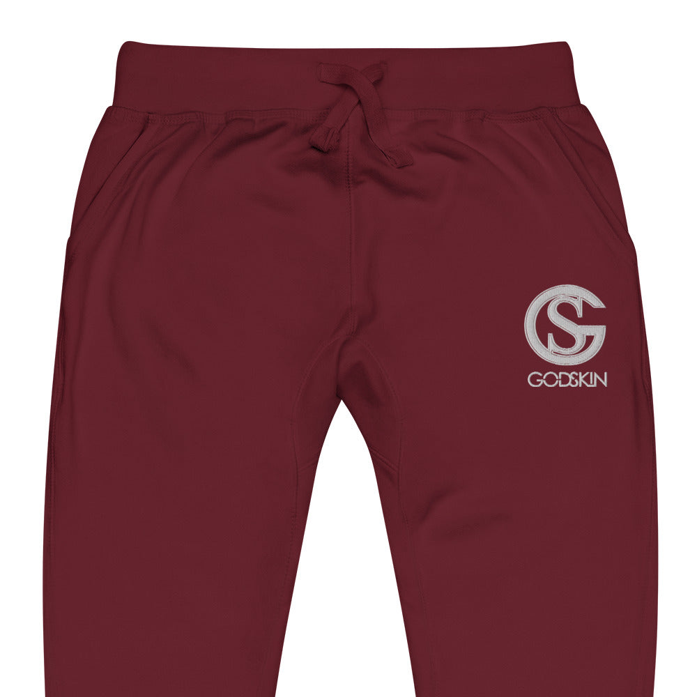 Godskin Custom Embroidered Logo(White) Fleece Sweatpants