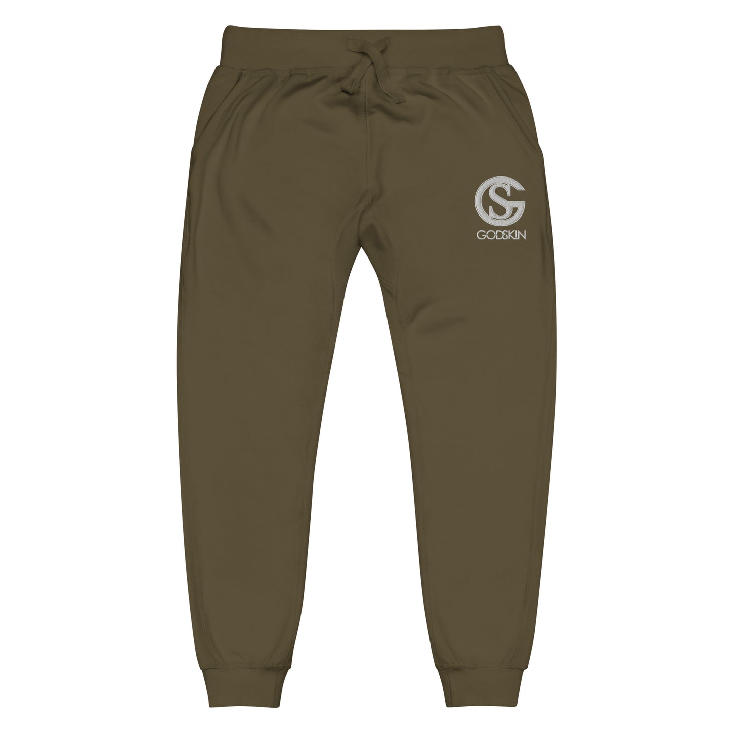 Godskin Custom Embroidered Logo(White) Fleece Sweatpants