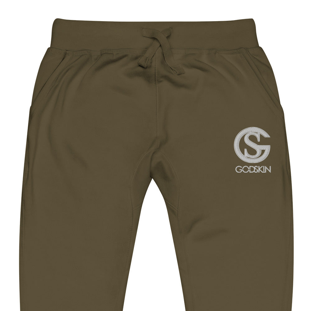 Godskin Custom Embroidered Logo(White) Fleece Sweatpants