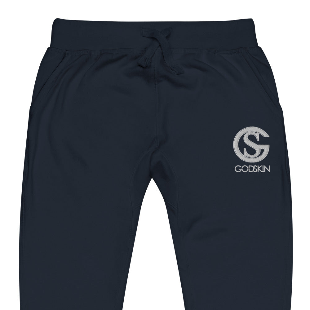Godskin Custom Embroidered Logo(White) Fleece Sweatpants