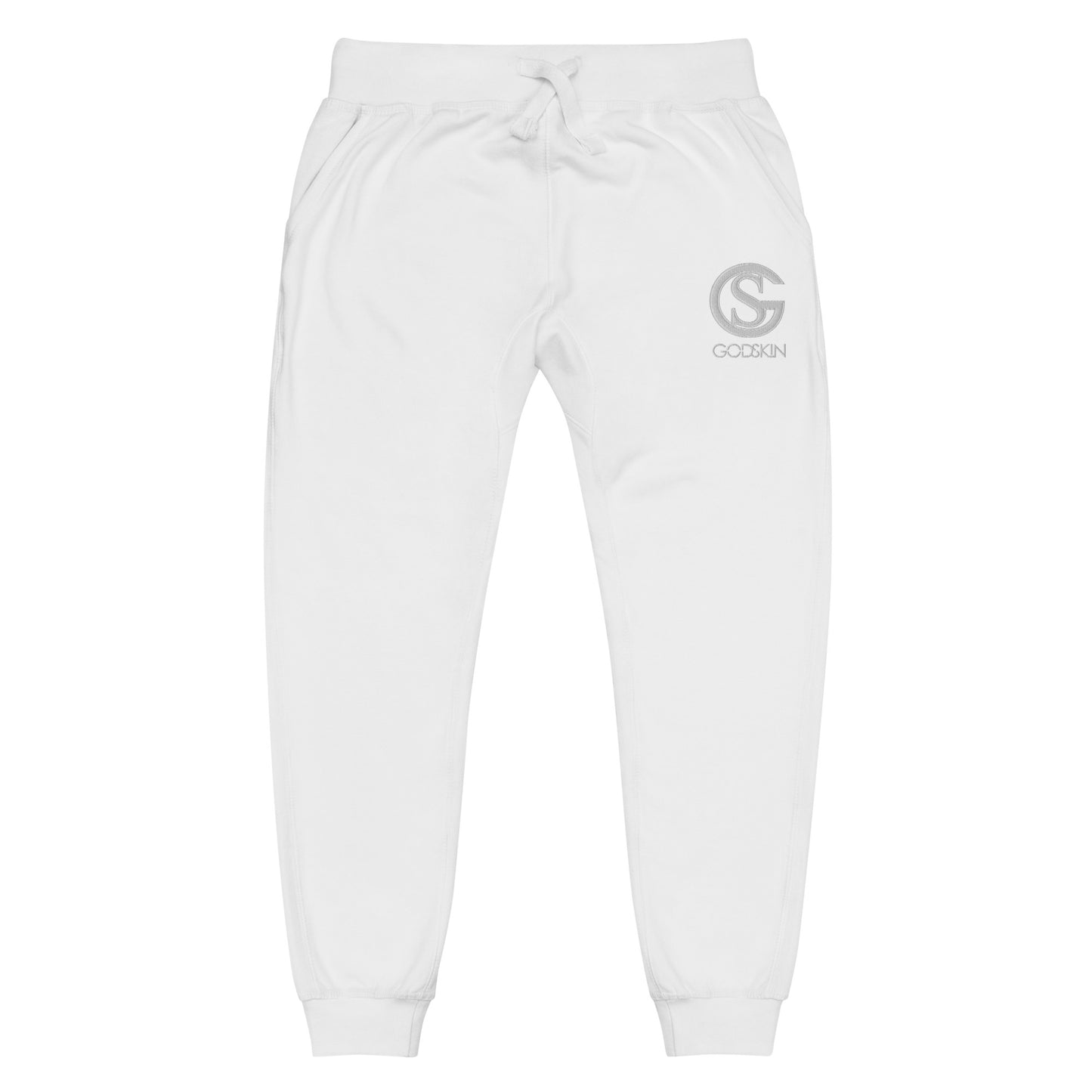 Godskin Custom Embroidered Logo(White) Fleece Sweatpants