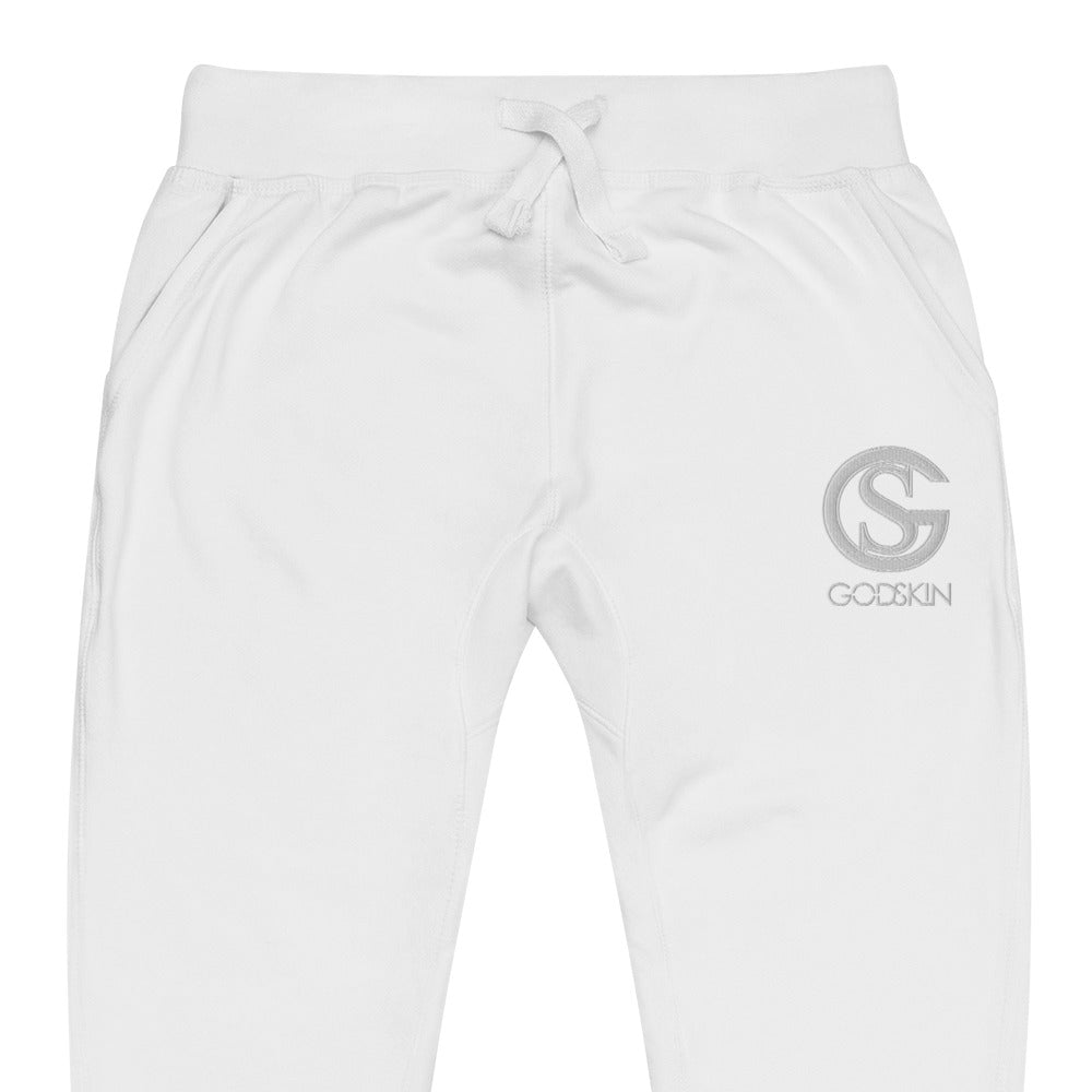 Godskin Custom Embroidered Logo(White) Fleece Sweatpants