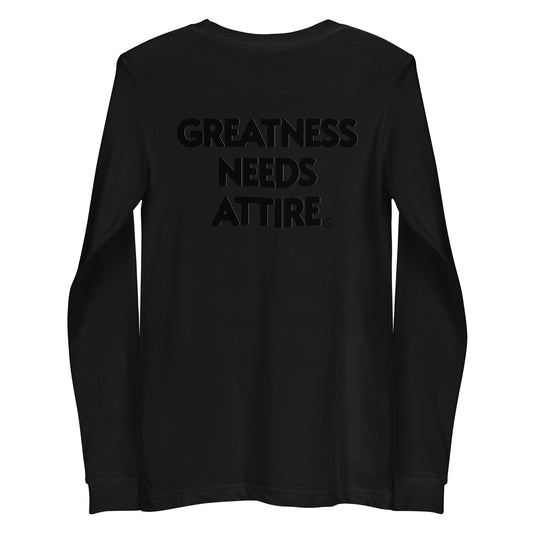 GODSKIN" Greatness Needs Attire." Custom Long Sleeve Tee