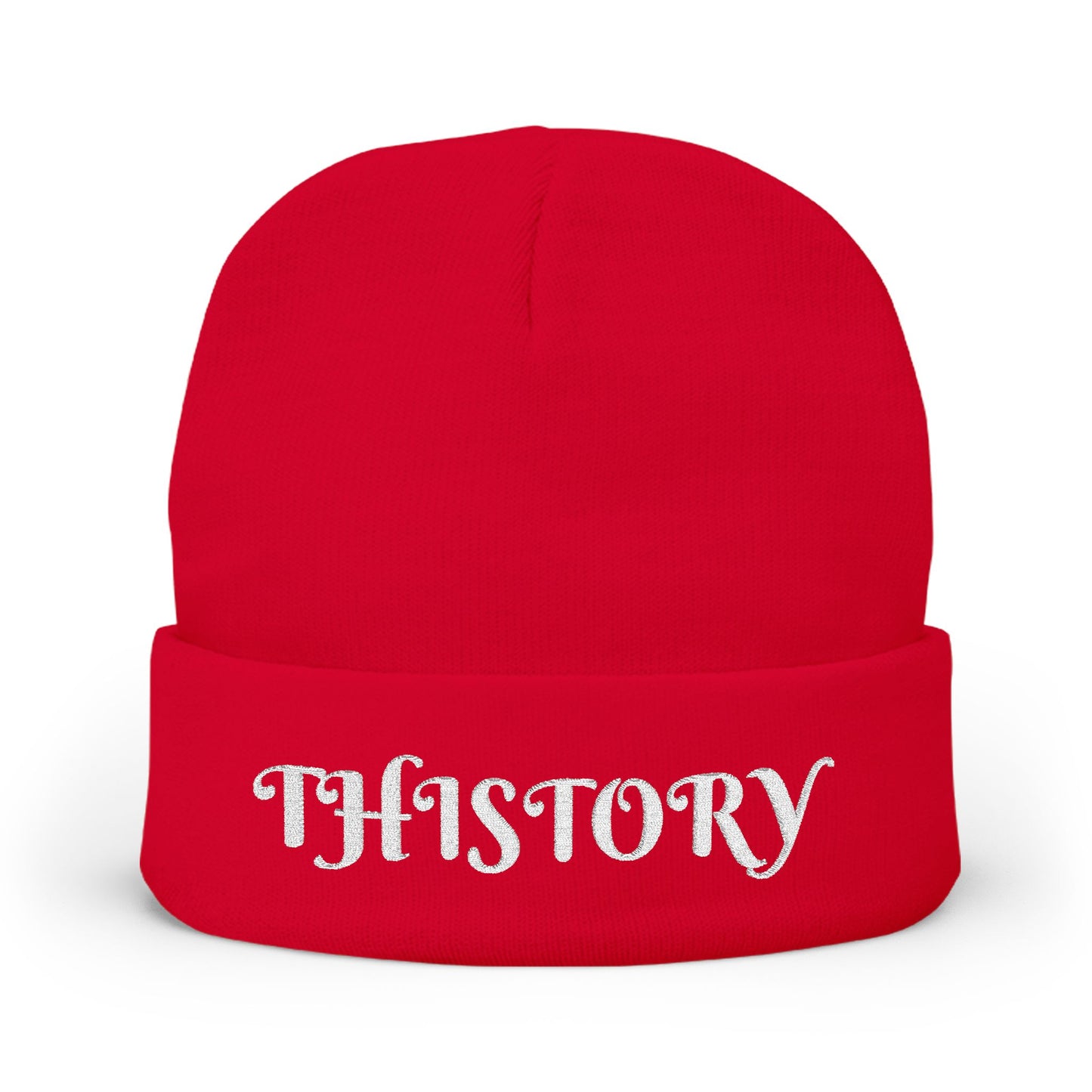 Godskin "Thistory" White Embroidered Knit Beanie