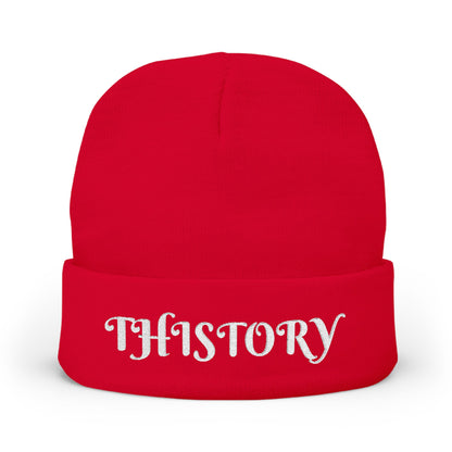 Godskin "Thistory" White Embroidered Knit Beanie