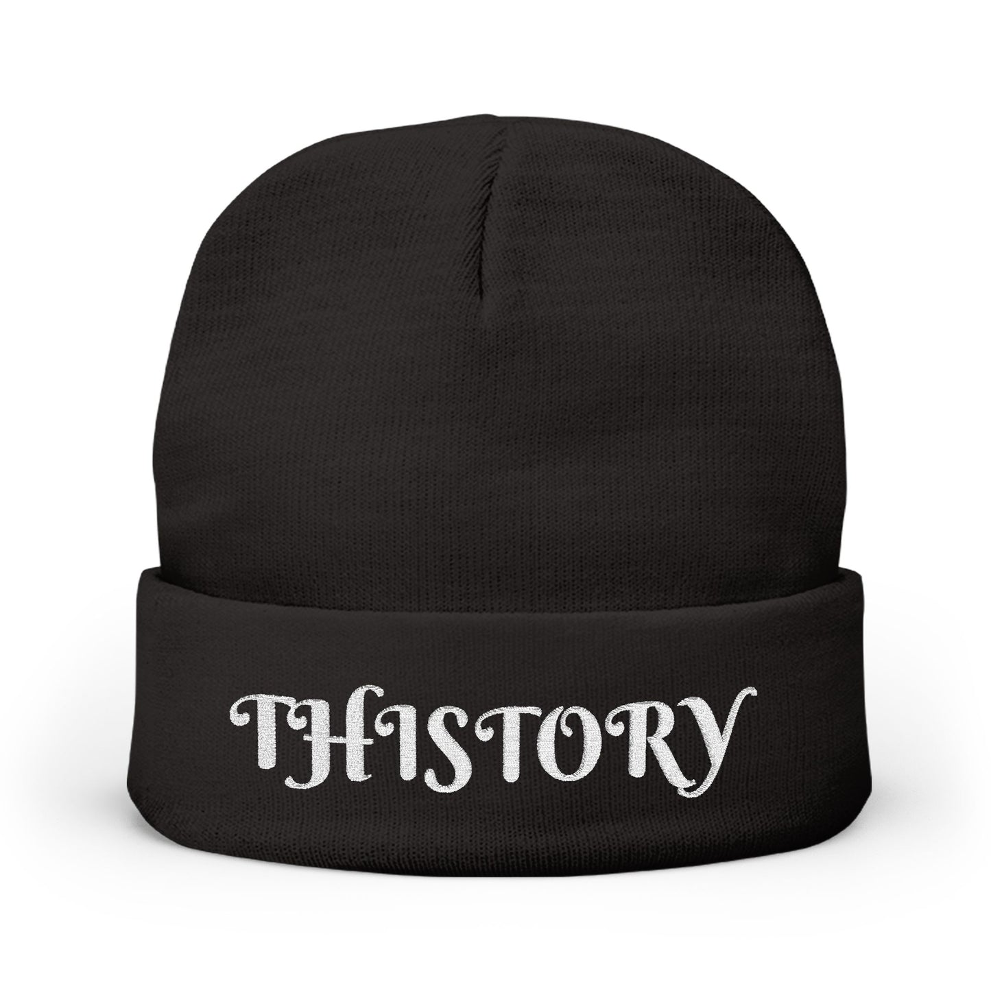 Godskin "Thistory" White Embroidered Knit Beanie