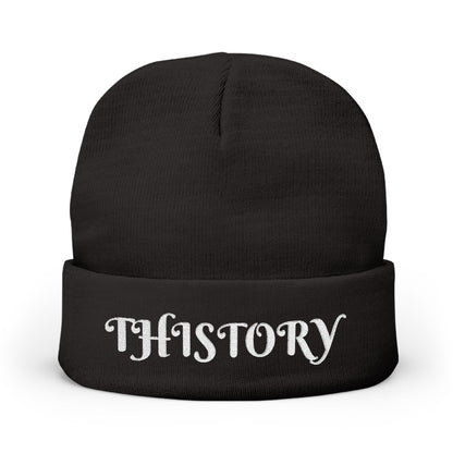 Godskin "Thistory" White Embroidered Knit Beanie