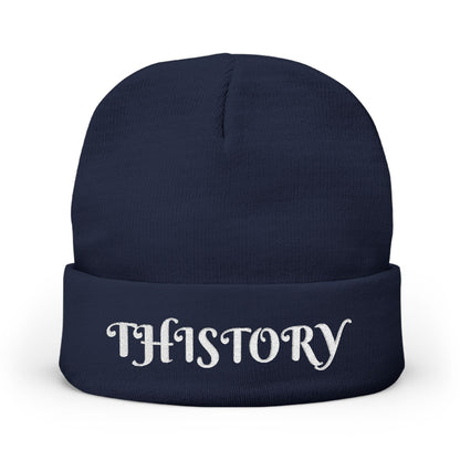 Godskin "Thistory" White Embroidered Knit Beanie