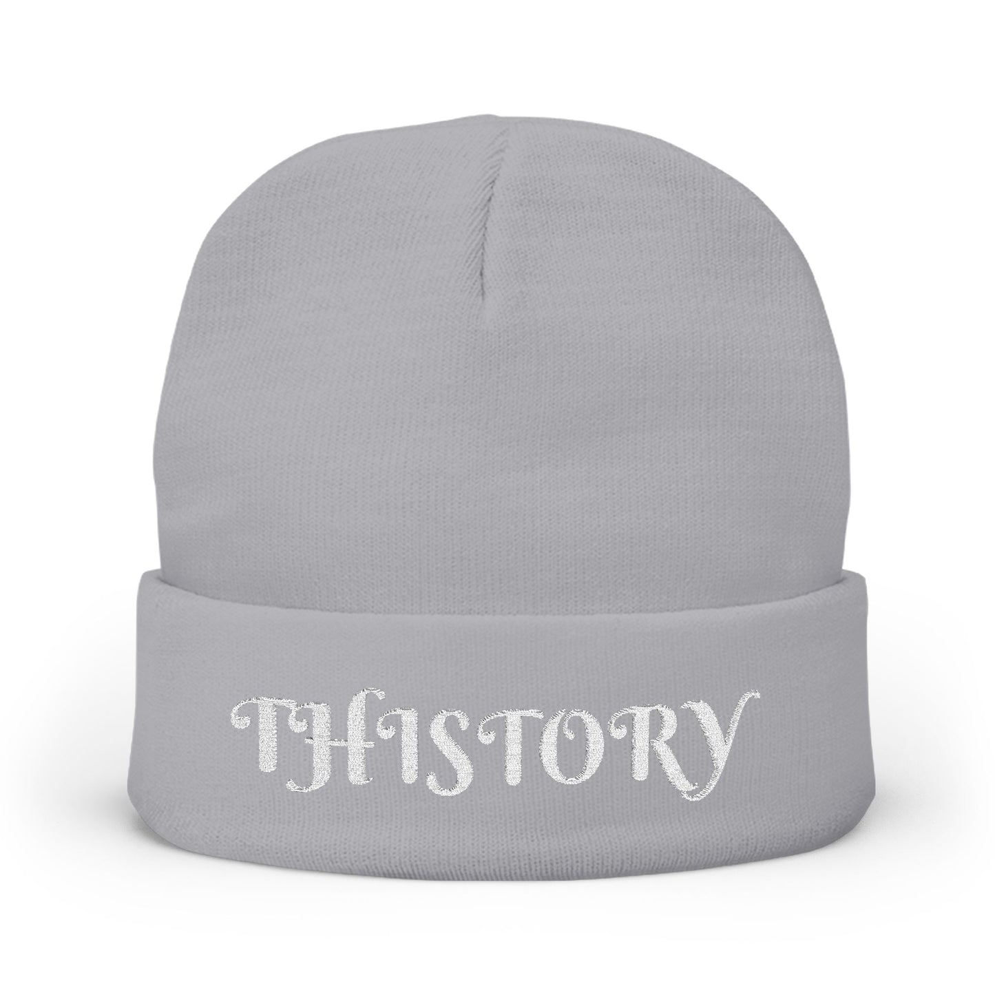 Godskin "Thistory" White Embroidered Knit Beanie