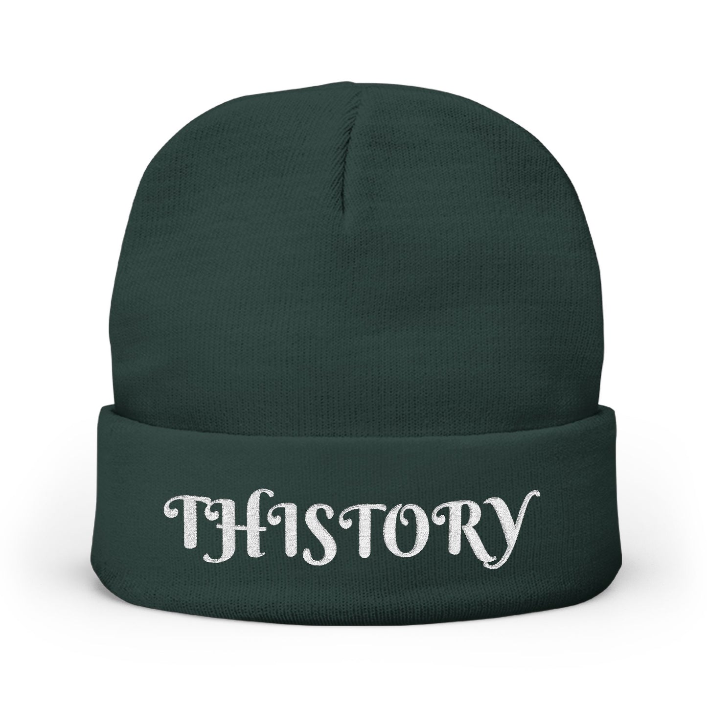 Godskin "Thistory" White Embroidered Knit Beanie