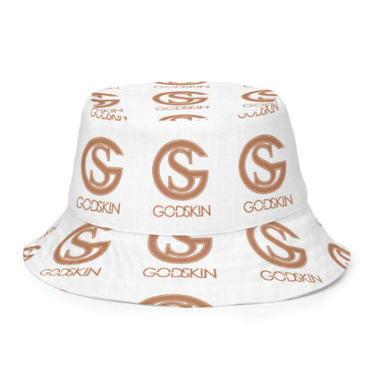 GODSKIN Logo White Reversible Bucket Hat