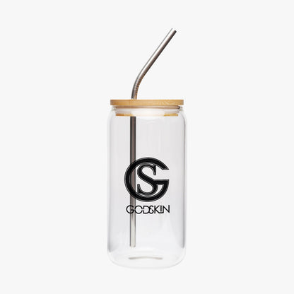Godskin Logo Drinking Glasses with Bamboo Lids