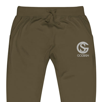 Godskin Custom Embroidered Logo(White) Fleece Sweatpants