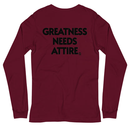 GODSKIN" Greatness Needs Attire." Custom Long Sleeve Tee