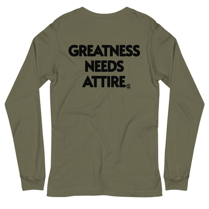 GODSKIN" Greatness Needs Attire." Custom Long Sleeve Tee