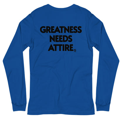 GODSKIN" Greatness Needs Attire." Custom Long Sleeve Tee